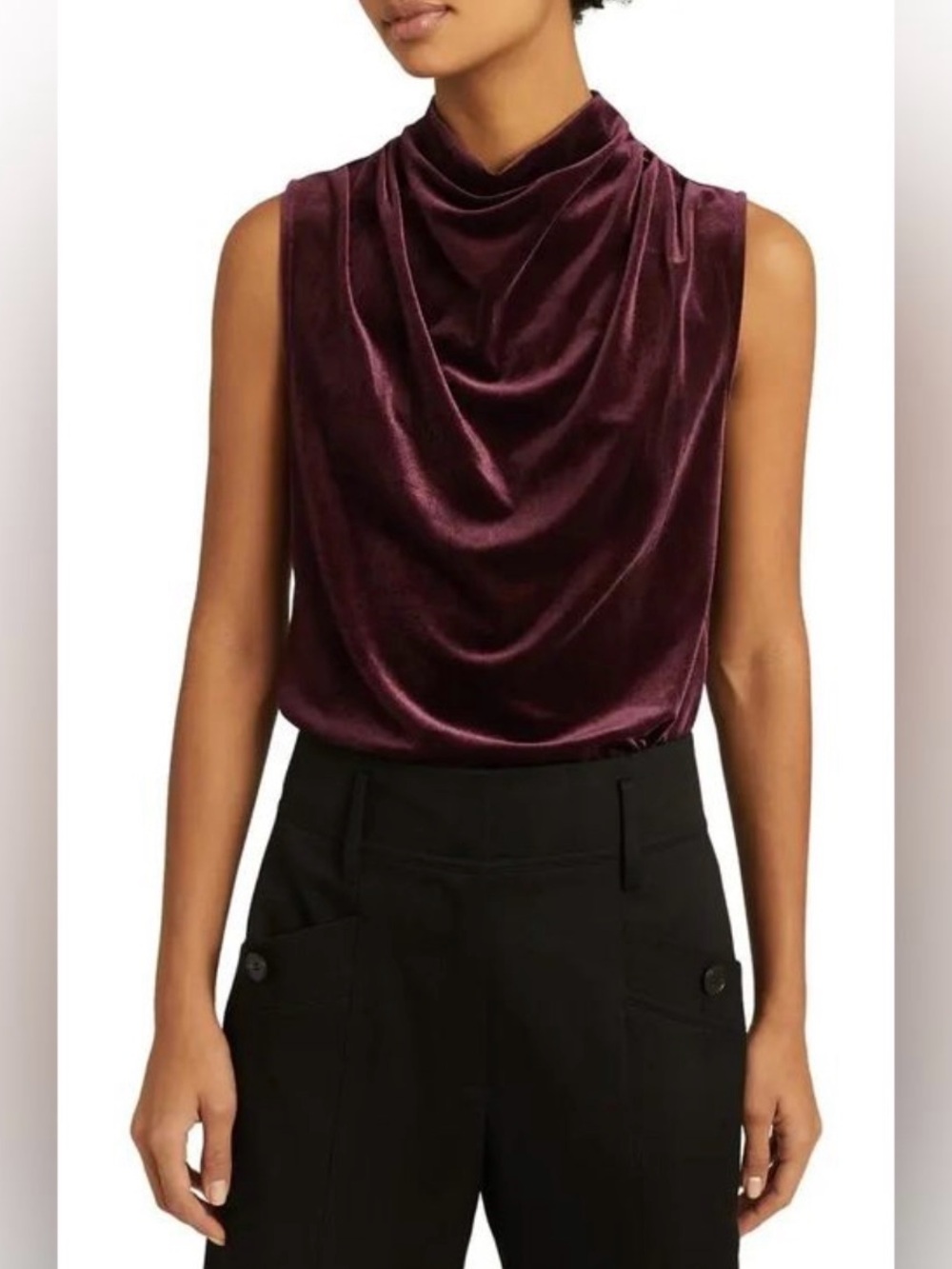 Reiss Velvet Sleeveless Top - Plum Wo Lola